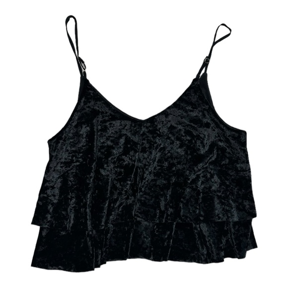 Madison & Berkeley Black Velvet Velour Tiered Tank - Womens Size XL - Picture 3 of 4